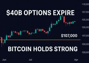 Bitcoin price chart showing $107K resistance during $40 billion options expiry, June 2025.