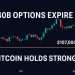 Bitcoin price chart showing $107K resistance during $40 billion options expiry, June 2025.