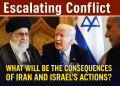 Tehran in Flames: Iran Strikes Back at Israel Amid Escalating Middle East War 20 Split-screen digital illustration showing former U.S. President Joe Biden on the left and Iranian Supreme Leader Ali Khamenei on the right, symbolizing escalating tensions between the United States and Iran following mutual military strikes."
