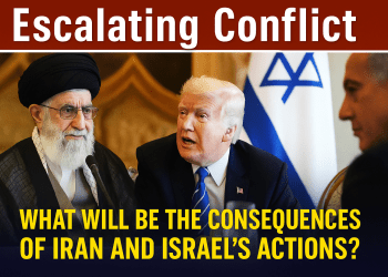 Tehran in Flames: Iran Strikes Back at Israel Amid Escalating Middle East War 32 Split-screen digital illustration showing former U.S. President Joe Biden on the left and Iranian Supreme Leader Ali Khamenei on the right, symbolizing escalating tensions between the United States and Iran following mutual military strikes."