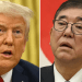 Trump Warns Japan on Trade: ‘A Very Big Tariff’ Is Coming if Deal Isn’t Reached by August Deadline 3 Side-by-side image of Donald Trump and a Japanese official during trade tensions, both in formal suits against national flag backgrounds