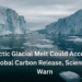 Arctic Glacier Melt Speeds Permafrost Carbon Release 2 Melting Arctic glaciers with towering ice walls and floating ice chunks, illustrating the threat of accelerated carbon release from thawing permafros