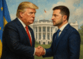 Zelensky Gains Europe Support Before Trump White House Talks 13 Illustration of Donald Trump and Volodymyr Zelensky meeting, symbolizing the upcoming August 18 talks and expectations for US–Ukraine relations."