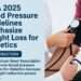 AHA 2025: New Blood Pressure Guidelines for Diabetics 2 Doctor checking a diabetic patient’s blood pressure with a monitor, highlighting 130/80 mmHg target, fruits, vegetables, and scale symbolizing 5% weight loss.