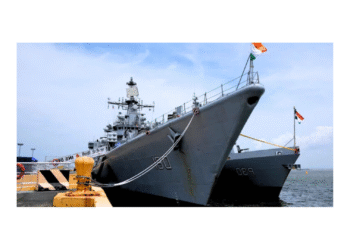Indian Navy warships docked at a Philippine port during the first joint naval exercises between India and the Philippines, symbolizing their new strategic maritime alliance in the South China Sea.
