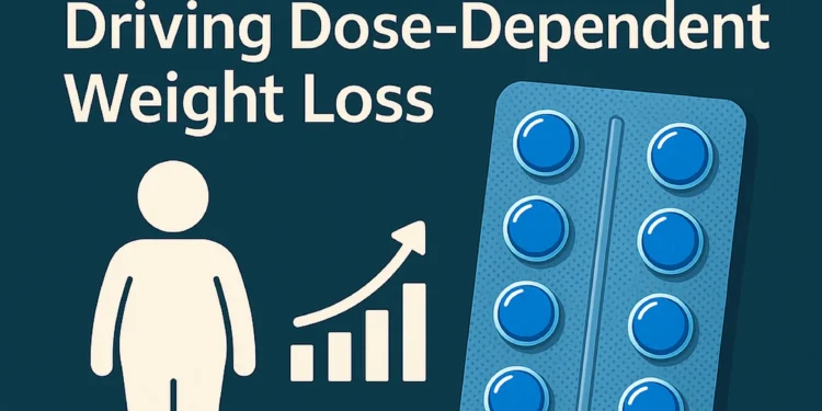 Orforglipron Oral GLP-1 Agonist Shows Strong Weight Loss 1 "Infographic showing Orforglipron, an oral GLP-1 receptor agonist, with visual elements highlighting weight loss, improved metabolism, and patient-friendly oral tablet treatment