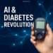 AI and Diabetes: Revolutionizing Treatment Methods 2 A futuristic blue neural network with a glucometer and data streams representing artificial intelligence transforming diabetes treatment.