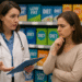 Diet Foods Could Be Stopping Weight Loss Progress 2 A female doctor in a white coat discusses diet and nutrition with a patient in a supermarket aisle filled with “Low Fat” and “Diet” products.
